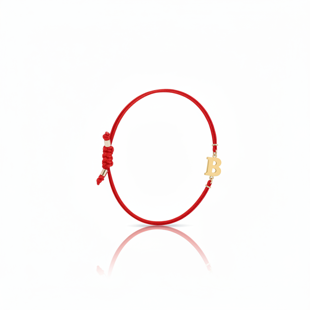 Initial bracelet on black cord