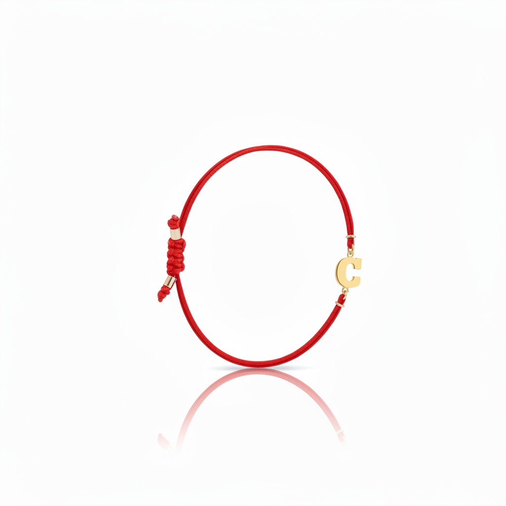 Initial bracelet on black cord