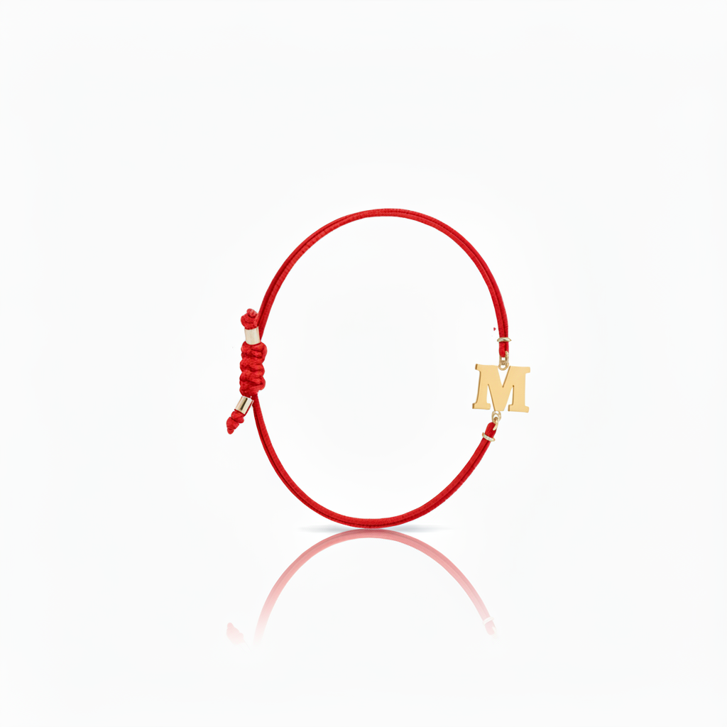 Initial bracelet on black cord