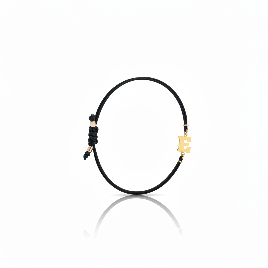 Initial bracelet on black cord