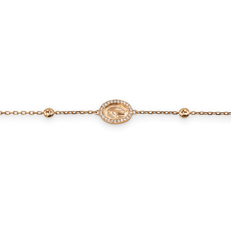 Bracciale Medaglietta Madonnina con Diamanti in Oro Rosa-Bracciali-CRIVELLI-Gioielleria Granarelli