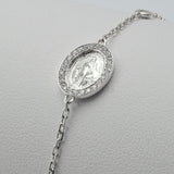 Bracciale Medaglietta Madonnina con Diamanti in Oro Bianco-Bracciali-CRIVELLI-Gioielleria Granarelli