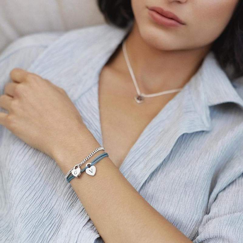 Bracciale placcato argento con ciondolo lettera M Bracciale placcato argento con ciondolo lettera M