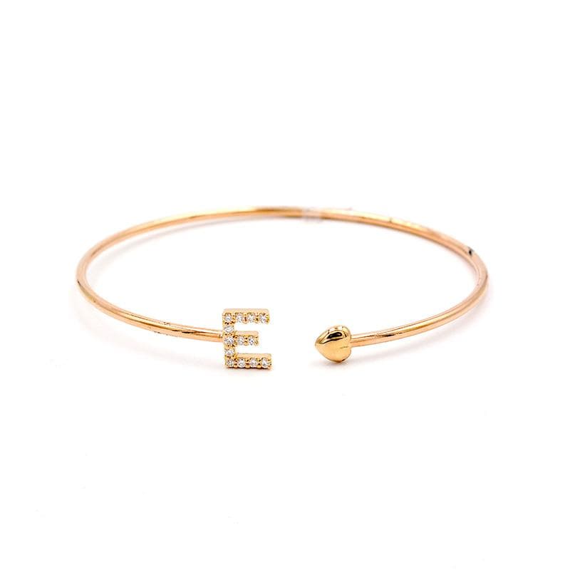 Bracciale Rigido Iniziale Lettera E con Diamanti-Bracciali-CRIVELLI- [SKU] -Gioielleria Granarelli