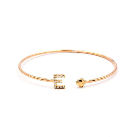 Bracciale Rigido Iniziale Lettera E con Diamanti-Bracciali-CRIVELLI- [SKU] -Gioielleria Granarelli