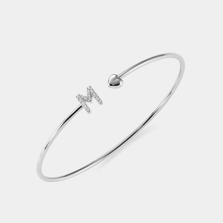 Bracciale Rigido Iniziale Lettera M con Diamanti-Bracciali-CRIVELLI- [SKU] -Gioielleria Granarelli