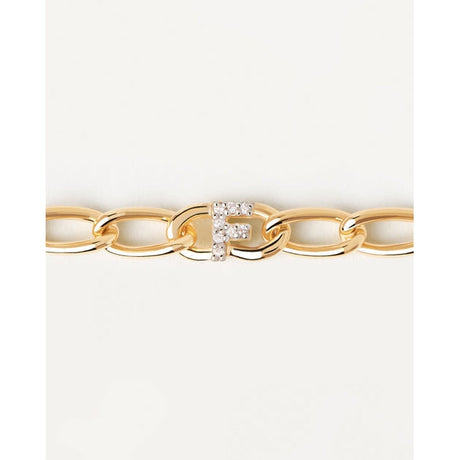 Bracciale a catena Lettera F-Bracciali-PDPAOLA-Gioielleria Granarelli