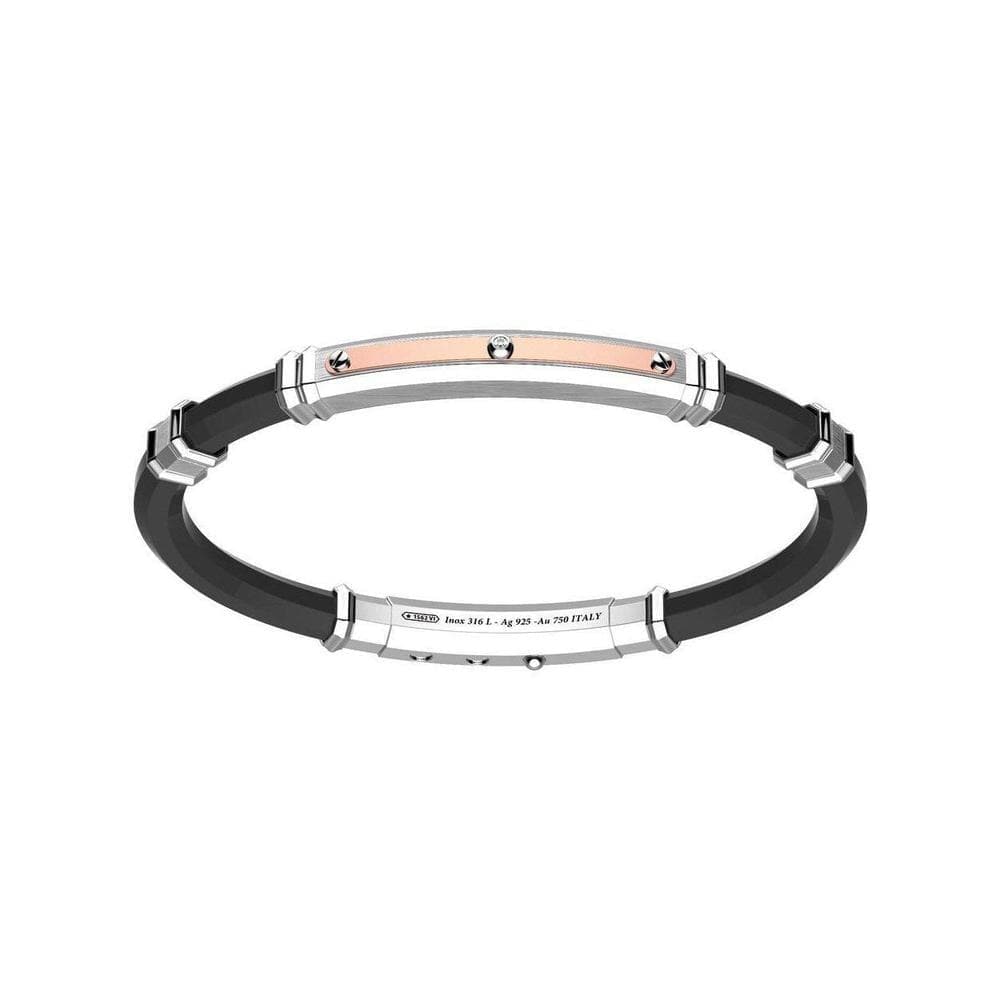 Bracciale con targa in argento e oro rosa-Bracciali-ZANCAN- [SKU] -Gioielleria Granarelli