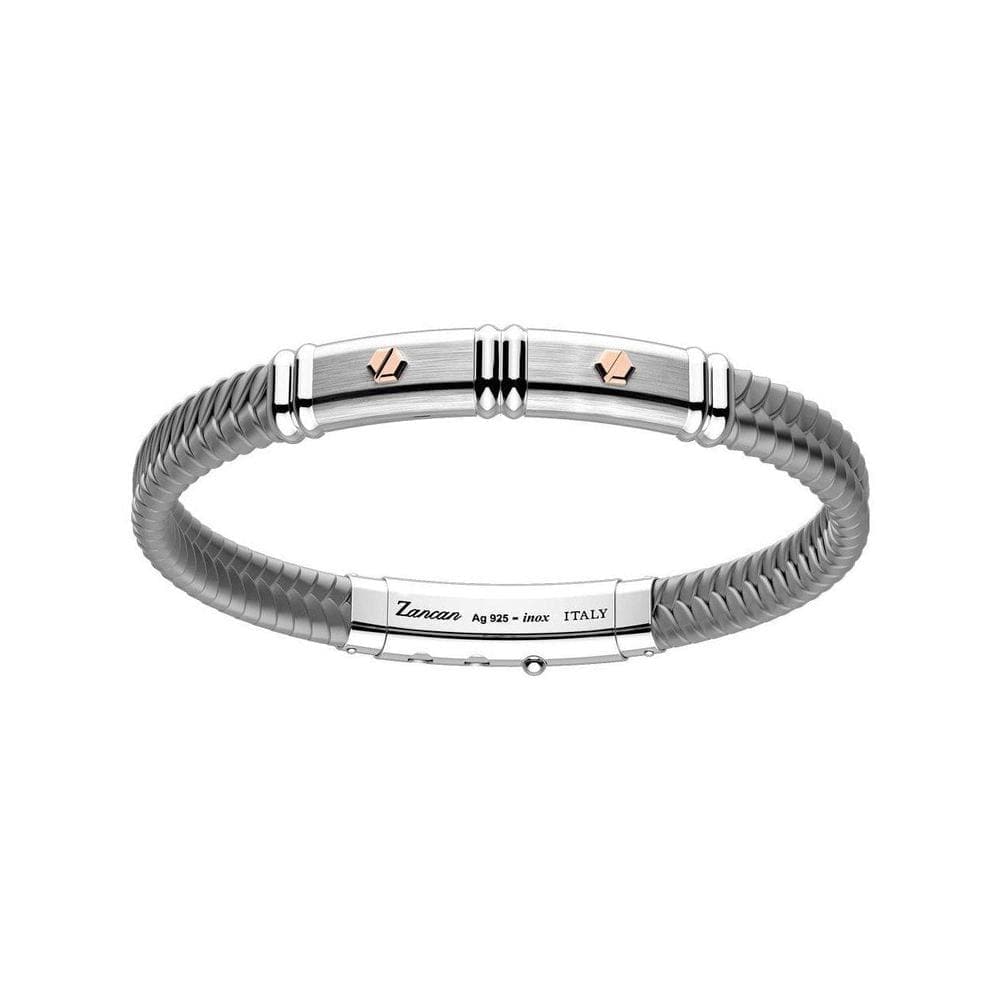 Bracciale con targa in argento e oro rosa-Bracciali-ZANCAN- [SKU] -Gioielleria Granarelli