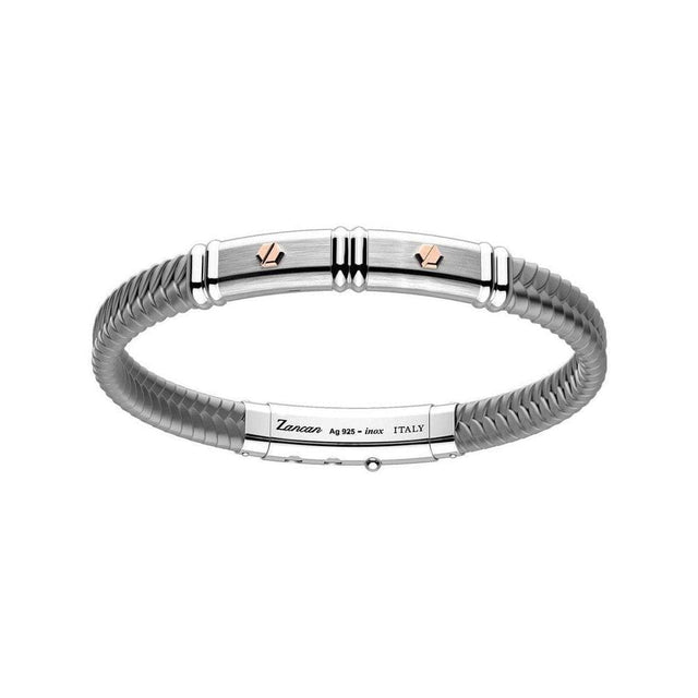 Bracciale con targa in argento e oro rosa-Bracciali-ZANCAN- [SKU] -Gioielleria Granarelli