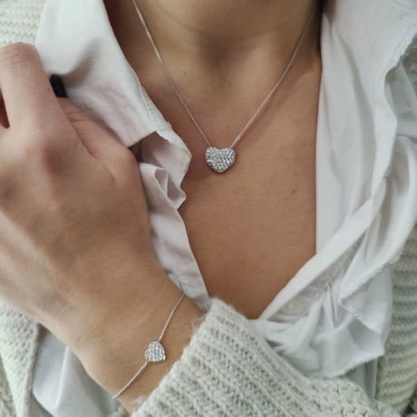 Bracciale oro Bianco e Cuore Pavè-Bracciali-CRIVELLI- [SKU] -Gioielleria Granarelli