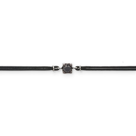 Bracciale punto luce nero in oro bianco su cordino-Bracciali-GioGio-Gioielleria Granarelli