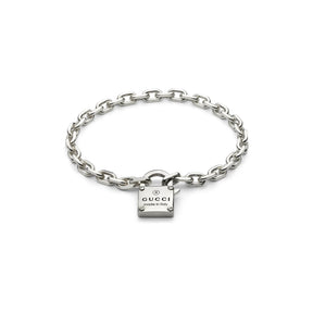 Bracciale Trademark Catena con Lucchetto in Argento-Bracciali-GUCCI-Gioielleria Granarelli