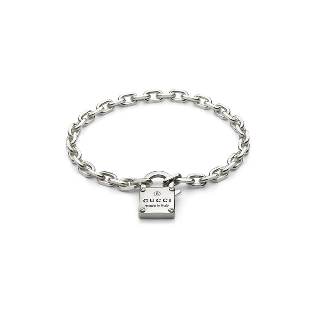 Bracciale Trademark Catena con Lucchetto in Argento-Bracciali-GUCCI-Gioielleria Granarelli