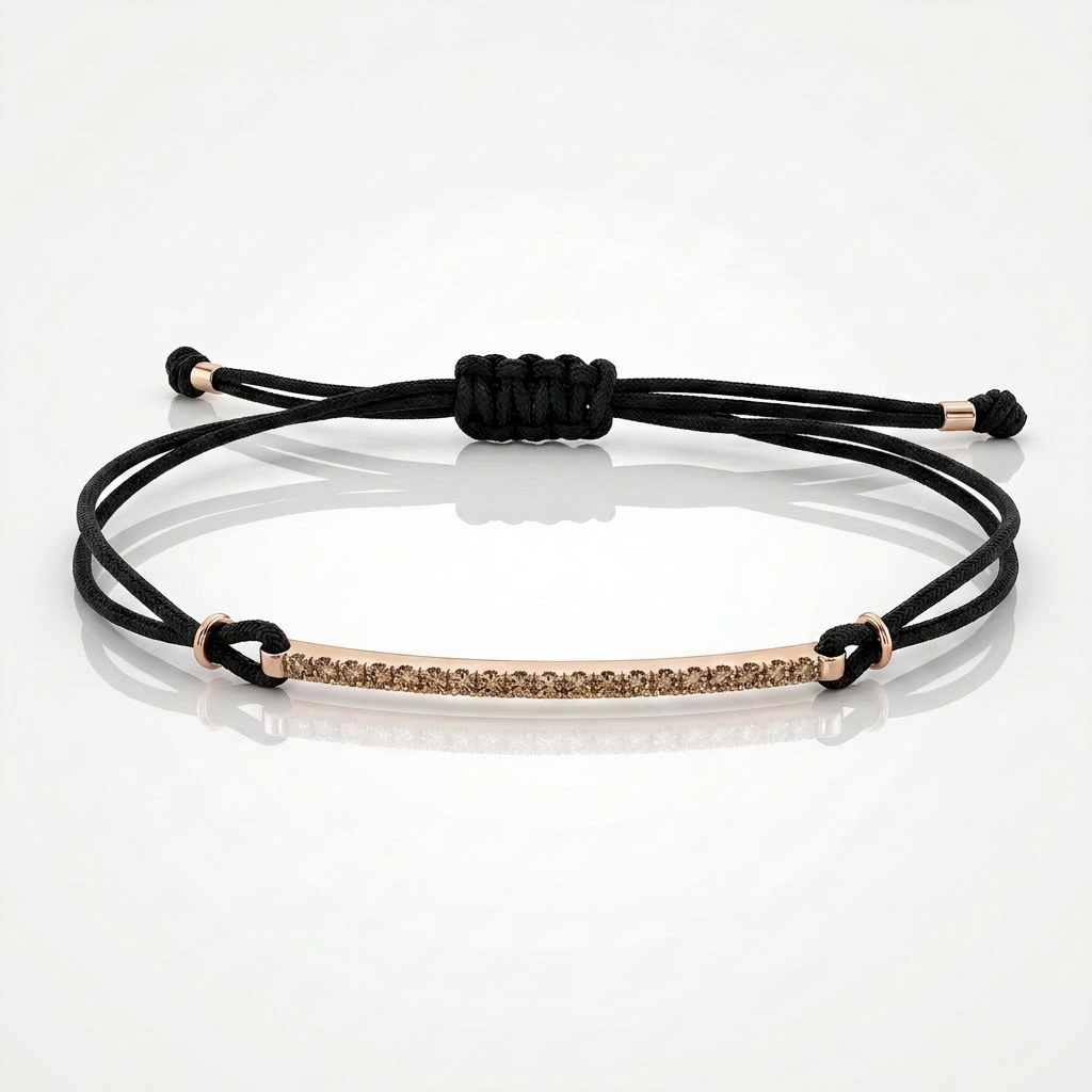 Bracciale Barretta Cordino Nautico Misura PICCOLA - Oro Rosa 18kt e Diamanti Brown