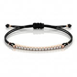 Bracciale Barretta Cordino Nautico misura GRANDE - Oro Rosa 18kt Diamanti Bianchi