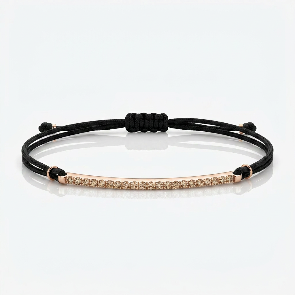 Bracciale Barretta Cordino Nautico misura MEDIA - Oro Rosa 18kt Diamanti Brown
