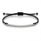 Bracciale Barretta DRITTA  Cordino Nautico misura GRANDE- Oro Bianco 18kt, Diamanti Bianchi