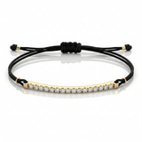 Bracciale Barretta DRITTA  Cordino Nautico misura GRANDE-  Oro Giallo 18kt, Diamanti Bianchi