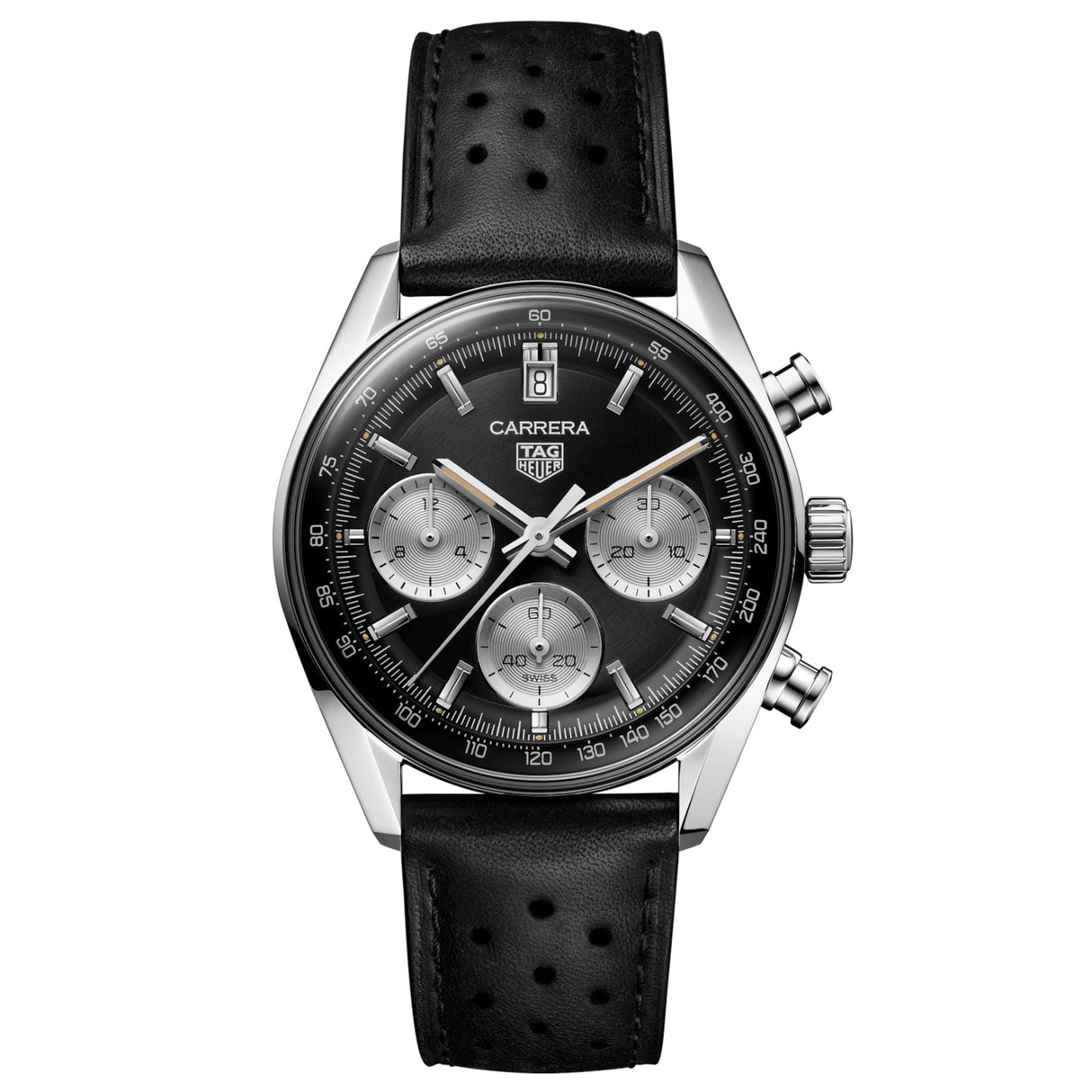 Carrera Cronografo Automatico Pelle Nera 39 mm-Orologi-TAG HEUER-Gioielleria Granarelli