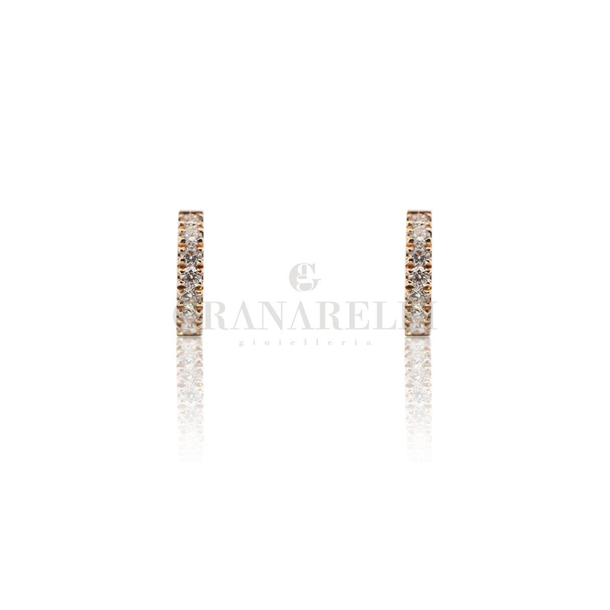 Orecchini cerchi i diamanti 0.15kt in oro rosa