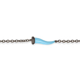 BRACELET CHARMS CORNETET GLAZED BLUE TITANIUM 5 BLACK AND CHAIN
