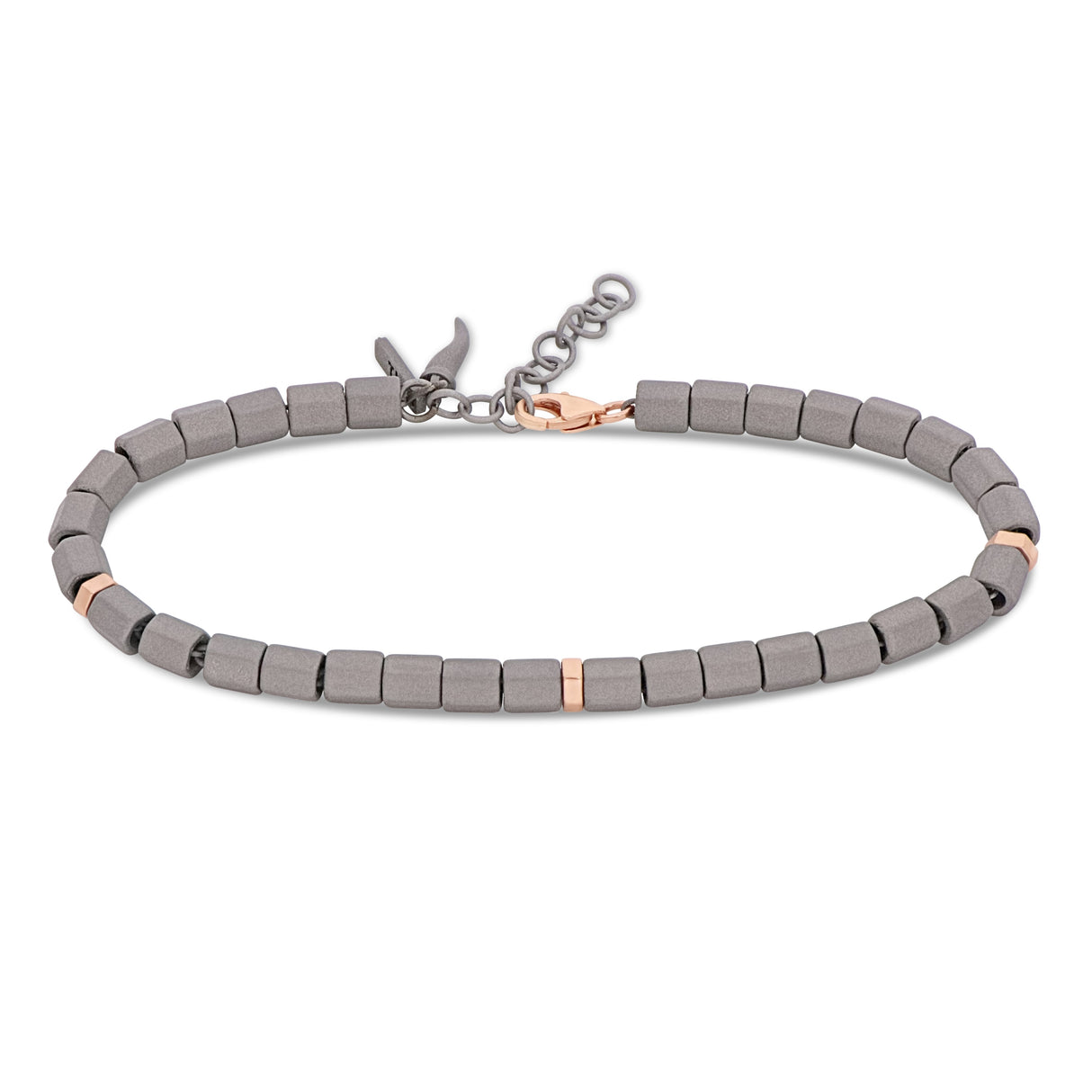 BRACCIALE UOMO CON ESAGONINI IN TITANIO, TRE ESAGONI SOTTILI IN ORO ROSSO 9 KT
