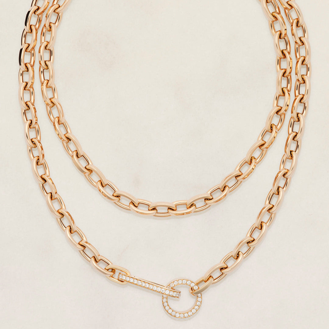 Collana Lunga Link di diamanti in Oro rosa