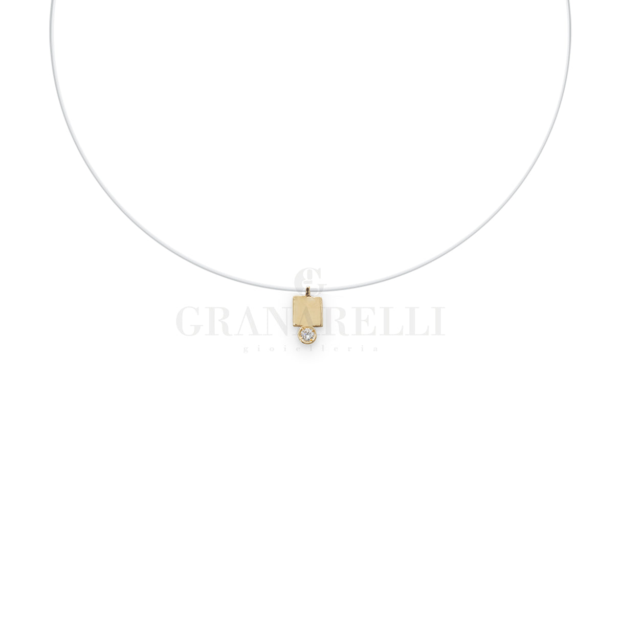 Collana invisibile mini quadrato con diamante