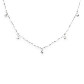 Girocollo 5 Brillanti a Goccia In Oro Bianco-Girocolli-GRANARELLI-Gioielleria Granarelli