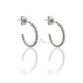 Cerchietti Oro Bianco con sfere diamantate-Orecchini-GRANARELLI-Gioielleria Granarelli