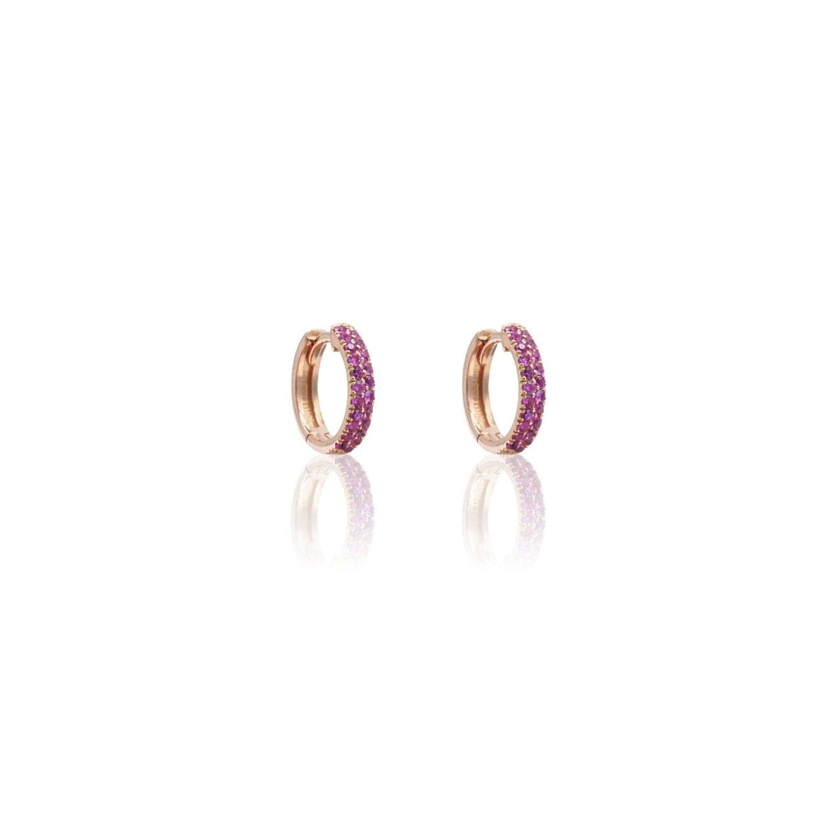 Cerchietti in Oro Rosa con Zaffiri Rosa-Orecchini-BUONOCORE- [SKU] -Gioielleria Granarelli