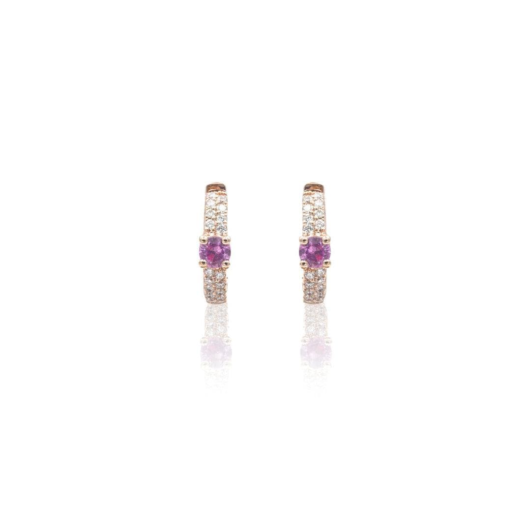 Cerchietti in Oro Rosa con Zaffiro Rosa e Diamanti-Orecchini-BUONOCORE- [SKU] -Gioielleria Granarelli