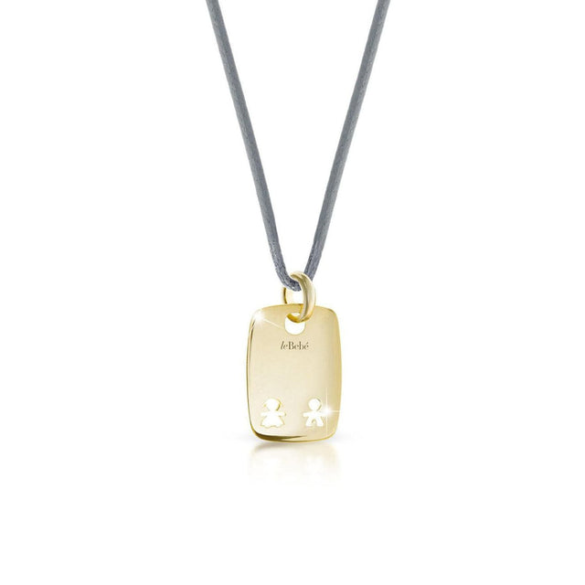 Ciondolo Piastra Bimbo e Bimba Oro Giallo-Girocolli-LE BEBE'- [SKU] -Gioielleria Granarelli