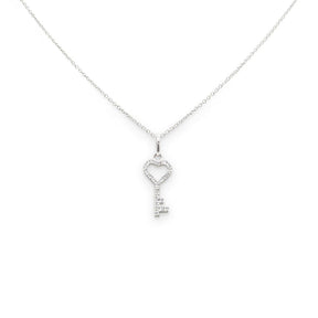 Collana Chiave Cuore in Oro Bianco e Diamanti-Girocolli-CRIVELLI- [SKU] -Gioielleria Granarelli