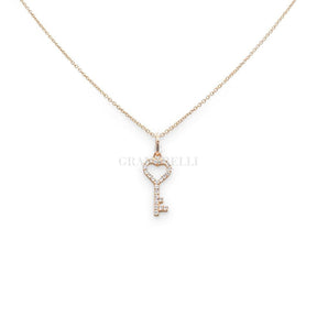 Collana Chiave Cuore in Oro Rosa e Diamanti-Girocolli-CRIVELLI- [SKU] -Gioielleria Granarelli