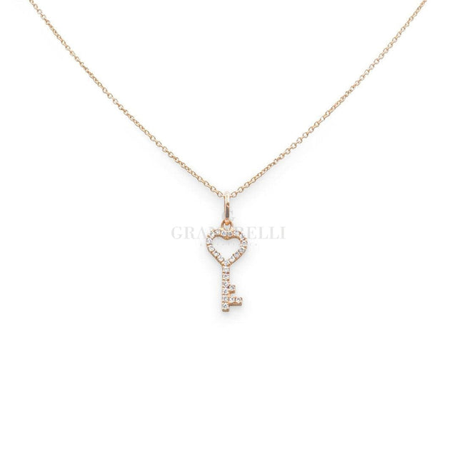 Collana Chiave Cuore in Oro Rosa e Diamanti-Girocolli-CRIVELLI- [SKU] -Gioielleria Granarelli