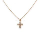 Collana Croce pavé Diamanti in Oro Rosa-Girocolli-CRIVELLI-Gioielleria Granarelli