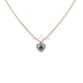 Collana Cuore Oro Rosa Smeraldo e Diamanti-Girocolli-CRIVELLI-Gioielleria Granarelli
