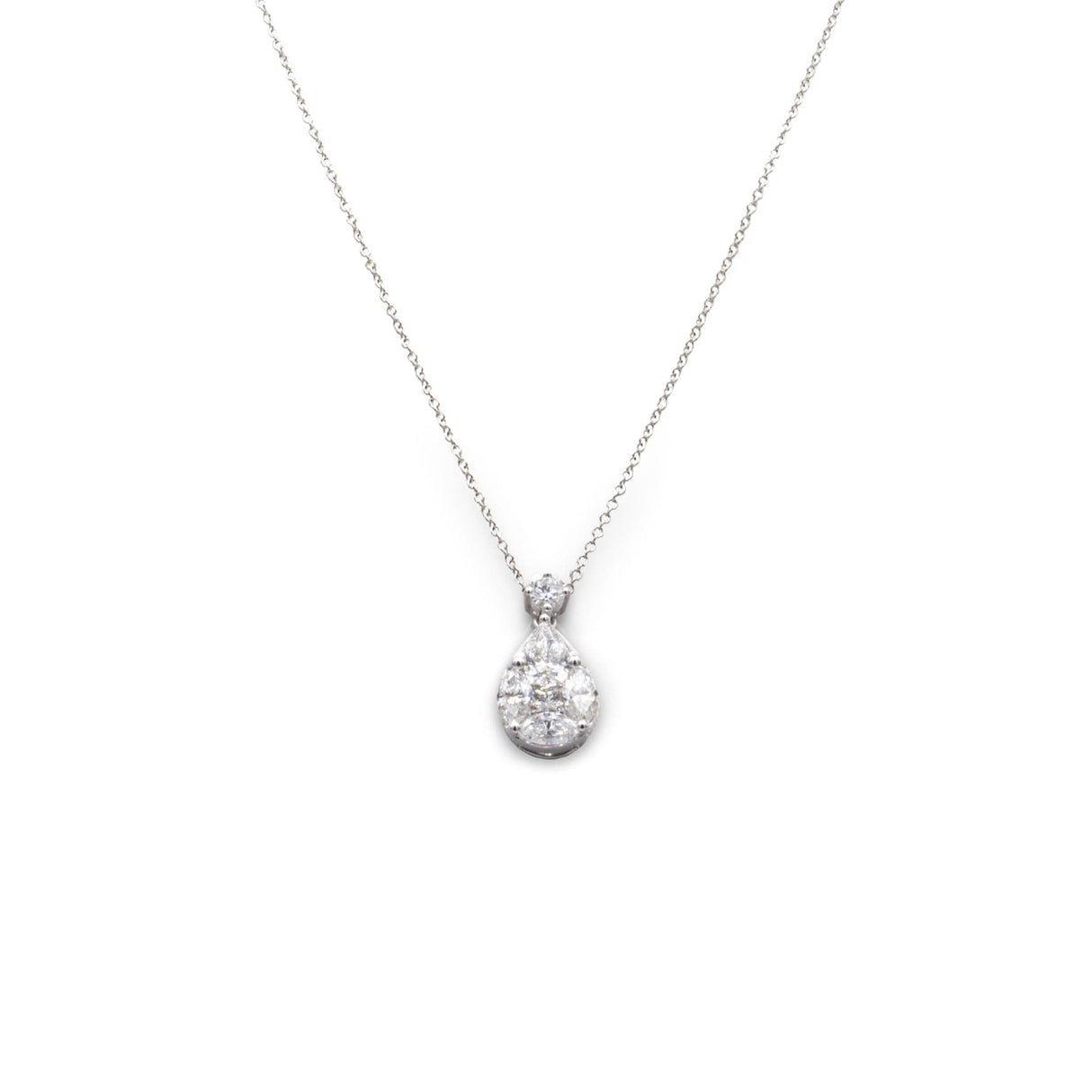 Collana Goccia in Oro Bianco e Diamanti-Girocolli-CRIVELLI- [SKU] -Gioielleria Granarelli