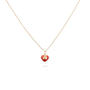 Collana Iniziale con cuore rosso-Collane-GioGio- [SKU] -Gioielleria Granarelli