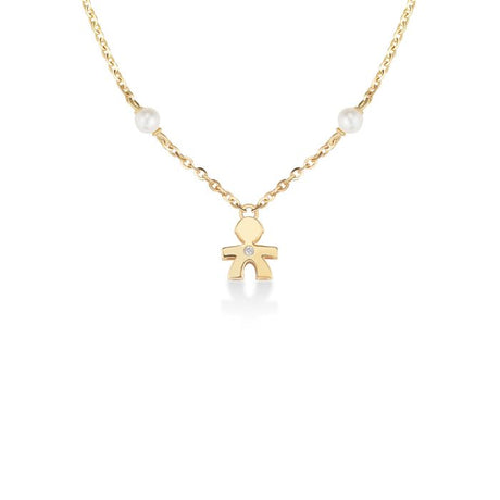 Collana Le Perle Bimbo con Diamante Oro Giallo-Girocolli-LE BEBE'-Gioielleria Granarelli