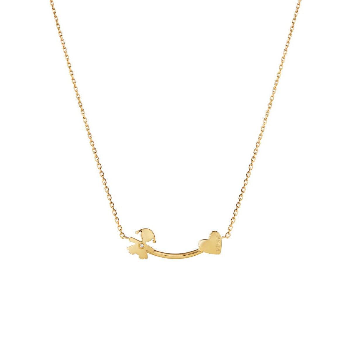 Collana Les Petits Bimba e Cuore, Oro Giallo e Diamante-Girocolli-LE BEBE'-Gioielleria Granarelli