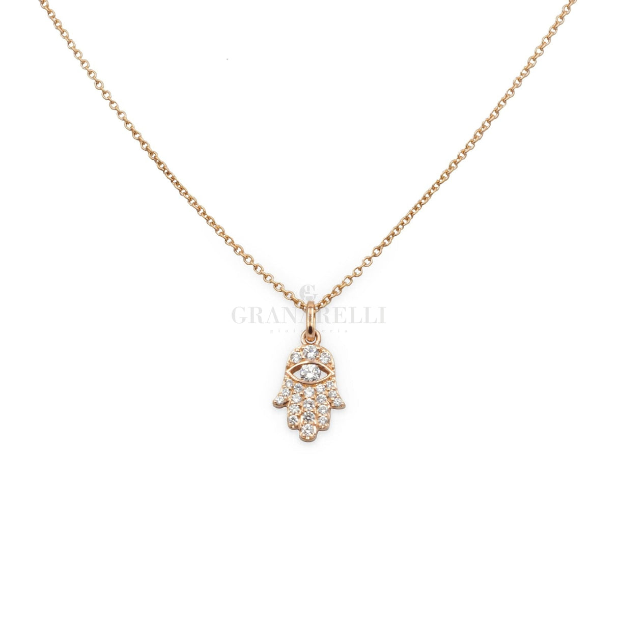Girocolli Collana Mano Di Fatima in Oro Rosa e Diamanti CRIVELLI