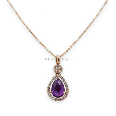 Collana Pendente Ametista e Diamanti-CRIVELLI-307-VP20662-Gioielleria Granarelli