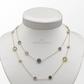 Collana di pietre multicolore in Oro Giallo-Girocolli-GRANARELLI-Gioielleria Granarelli