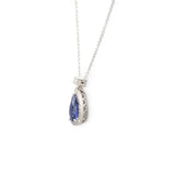 Oro Bianco con Zaffiro taglio "Goccia" e Diamante-Girocolli-GRANARELLI- [SKU] -Gioielleria Granarelli