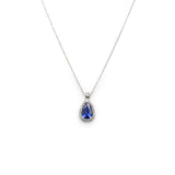 Oro Bianco con Zaffiro taglio "Goccia" e Diamante-Girocolli-GRANARELLI- [SKU] -Gioielleria Granarelli