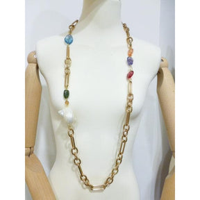 Collana lunga anelli con Conchiglia e pietre-Girocolli-AMLÈ- [SKU] -Gioielleria Granarelli