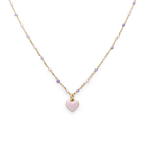 Collana pietre alternate con cuore rosa-Collane-GioGio- [SKU] -Gioielleria Granarelli